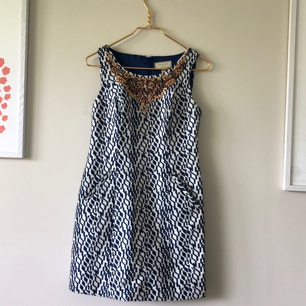 Anthropologie Blue & White Dress